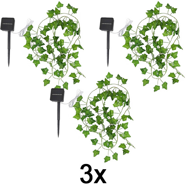 3x Napelemes Tündérfények Mesterséges Borostyánlevéllel (5 m) | LEAFGLO