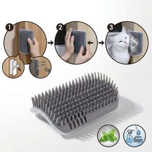 Sarokba szerelhető önápoló macskakefe – ragasztós vagy csavaros rögzítés | CATGROOM
